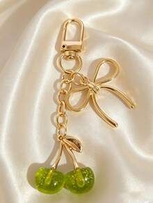10cm Gold/Red Acrylic Sakura Flower Bowknot Keychain, Minimalist Cute Streetwear Style Imitation Accessory, Suitable For Ladies And Gentlemen Daily Wear, Perfect As Backpack Hanging Decoration, Car Key Decor, Travel, School, Party And Holiday Gift - Multicolor - View 8