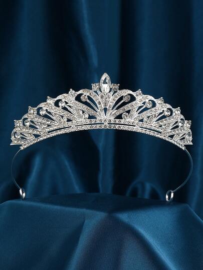 Corona de princesa de pastel con cristales de plata y strass, diadema de novia para boda, fiesta de cumpleaños, moda, tocado para dama de honor, regalo para mujeres