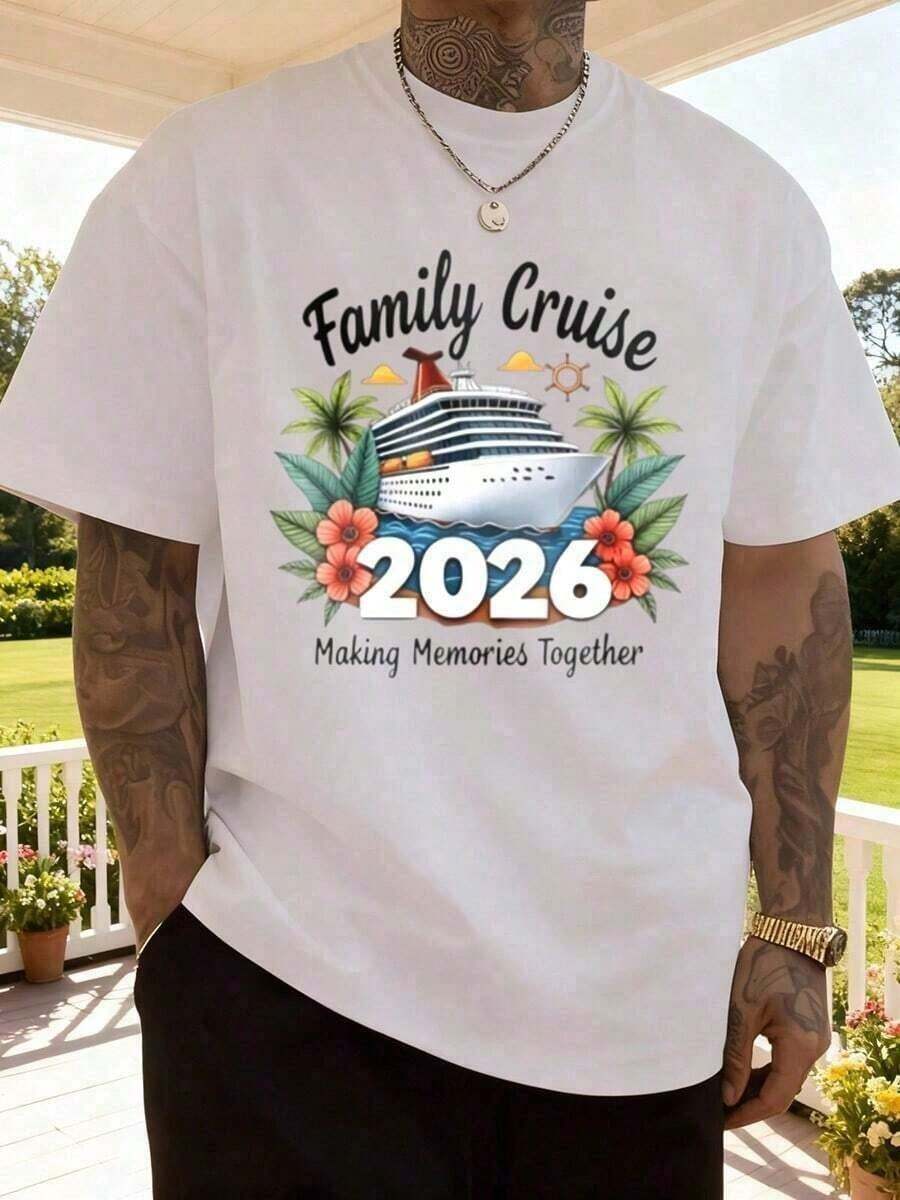 Camisetas Blancas, Viaje de Vacaciones en Crucero Familiar 2026, Camisetas a Juego para la Familia, Regalo para Crucero, Camisetas de Manga Corta con Cuello Redondo para Mujer, Camisetas Gráficas de Moda para Mujer, Camisetas Gráficas para Hombre y Mujer, Regalo para el Día de San Valentín, Camisetas de Verano Unisex, Camisetas Casuales Vintage de Algodón Estampadas para Parejas - Blanco - Ver 1