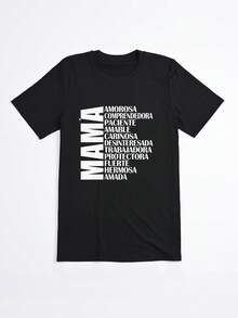 Camiseta Negra Mama Amorosa Comprendedora Paciente Amable Carinosa Desinteresada Trabajadora Protectora Fuerte Hermosa Amada para Mujer Casual - Negro - Ver 2