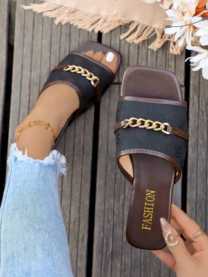 Women's Light Blue Slip-On Sandals, Elegant Open-Toe Design, Suitable For Summer And Spring Wear, Fashionable Footwear For Spring Vacation And Easter