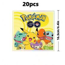 pokemon 可爱卡通图案儿童生日派对装饰、节日拍照道具、生日氛围摄影用品，包括桌布、蛋糕盘、餐巾纸、纸杯、生日横幅 - 彩色 - 查看 5