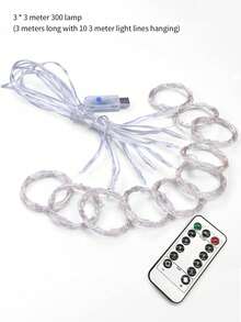 6x3cm/3x3cm LED Curtain Lights, USB Hanging Window Lights With Remote Control, Connectable Fairy Lights, Bedroom Decor, Outdoor Decor, Valentine's Day Decor, Mother's Day Decor, Wedding, Birthday Gift, Indoor Decor, Christmas Party Supplies, Party Decorations, Holiday Hanging Ornaments - USB Curtain Light - View 12