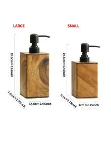 1pc Walnut Wood Refillable Bottle, Wooden Pump Lotion Bottle, Shower Gel Shampoo Storage Bottle, Empty Liquid Soap Dispenser - A - View 11