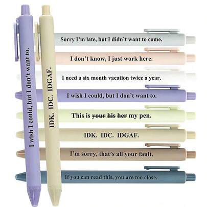 1/4/8/16 Pcs Funny Sarcastic Plastic Pens - Retractable Ballpoint Pens With Black Ink And Funny Sayings, Great For Office, School, Party Favors, Gifts For Coworkers, Anyone Who Loves Humor