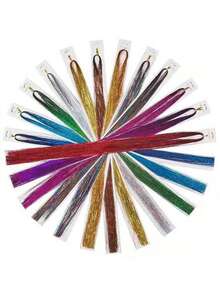 12 Colors Shiny Hair Braiding Tool Set, Heat Resistant Glitter Fairy Hair Accessories, Suitable For Women Girls Makeup Ball Cosplay - Multicolor - View 10
