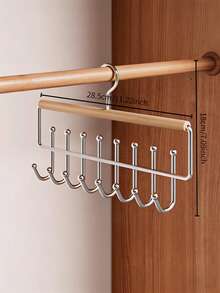 1pc Light Wood Color / Natural Wood Color / Vintage Color / Cream White Hook Hanger, Eight-Hook Solid Wood Household Hanger For Vests, Underwear, And Camisoles, Multi-Functional Rotatable Wave Hanger - Multicolor - View 14
