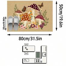 1 pezzo Tappeto/Tappetino da bagno/Zerbino, Stile pastorale di lusso europeo e americano - Motivo colorato di funghi, fiori e farfalle, adatto per ingresso, bagno, cucina, corridoio, comodino, soggiorno, camera da letto, tappeto morbido lavabile in lavatrice, decorazione domestica estetica - P - Visualizzare 10
