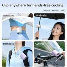 2026 New Arrival Clip On Fan, USB Rechargeable Personal Fan, 360° Rotatable Car Vent Fan With Power Bank And LED Display, Up To 10-20 Working Hours, For Car, Office, Bedroom - D-white - View 9