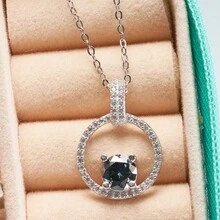 1 mặt dây chuyền bạc S925 đính đá Moissanite tròn 1 carat, thiết kế sang trọng và tinh tế, phù hợp cho phụ nữ đeo hàng ngày, kèm hộp quà tặng. - Một miếng - Xem 4
