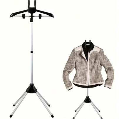 Garment Steamer Rack With Lint Remover Handheld Ironing Board Independent Support Stand Foldable Freestanding Telescopic Height Adjustable Vertical Clothes Hanger Space Saving Steam Ironing Rack For Coat Home Bedroom Closet Travel Portable