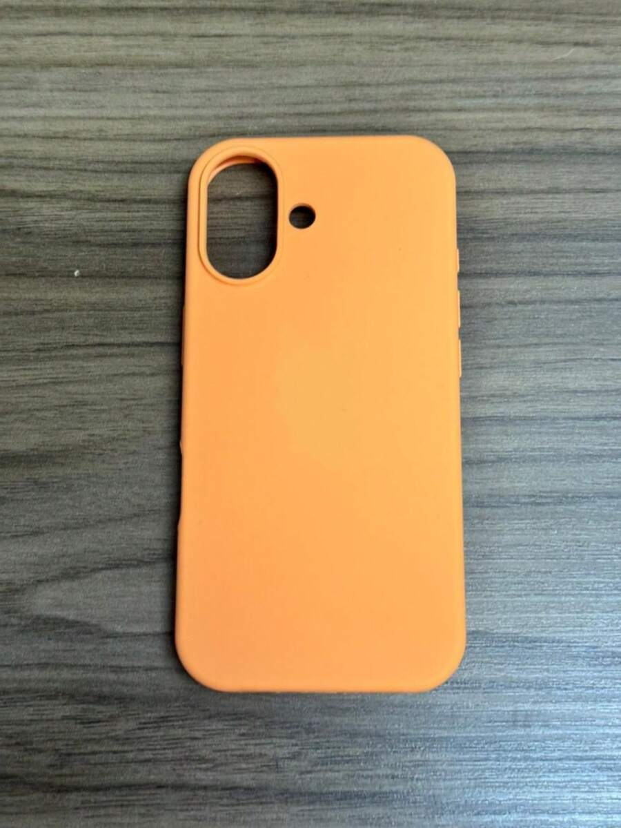 Premium Velvety Silicone Phone Case IP17 Open Camera Protective Case With Apple Logo - Orange - View 1