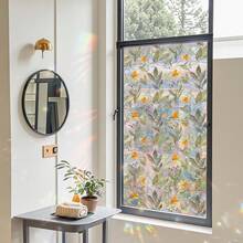 1/4pcs Rainbow Flower Static Cling Window Film, Holographic Privacy Window Sticker, Removable Floral Decorative Window Film, Suitable For Home Balcony Living Room - Multicolor - View 11