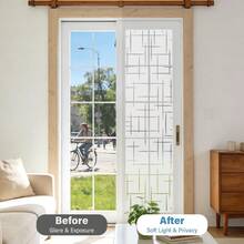 Static Cling Frosted Window Film Cross Pattern Privacy UV Block Home Office - 1PC - View 2