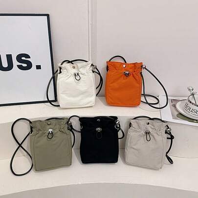 1pc Women's Crossbody Bag, Retro Fashion Casual Minimalist Solid Color Phone Pouch, Women's Shoulder Bag Handbag Coin Purse Mini Bag, Drawstring Closure Design, Adjustable Strap, Suitable For Women's Daily Use And Outings