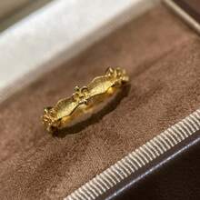 18K guldpläterad minimalistisk öppen ring med irisblomma för kvinnor, fransk retro elegant - Guld - Visa 1