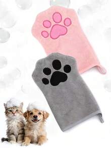 1pc Pet Bath Towel Glove, Suitable For Dogs & Cats, Thickened Absorbent, Quick Drying & Fur Enhancing - View 3