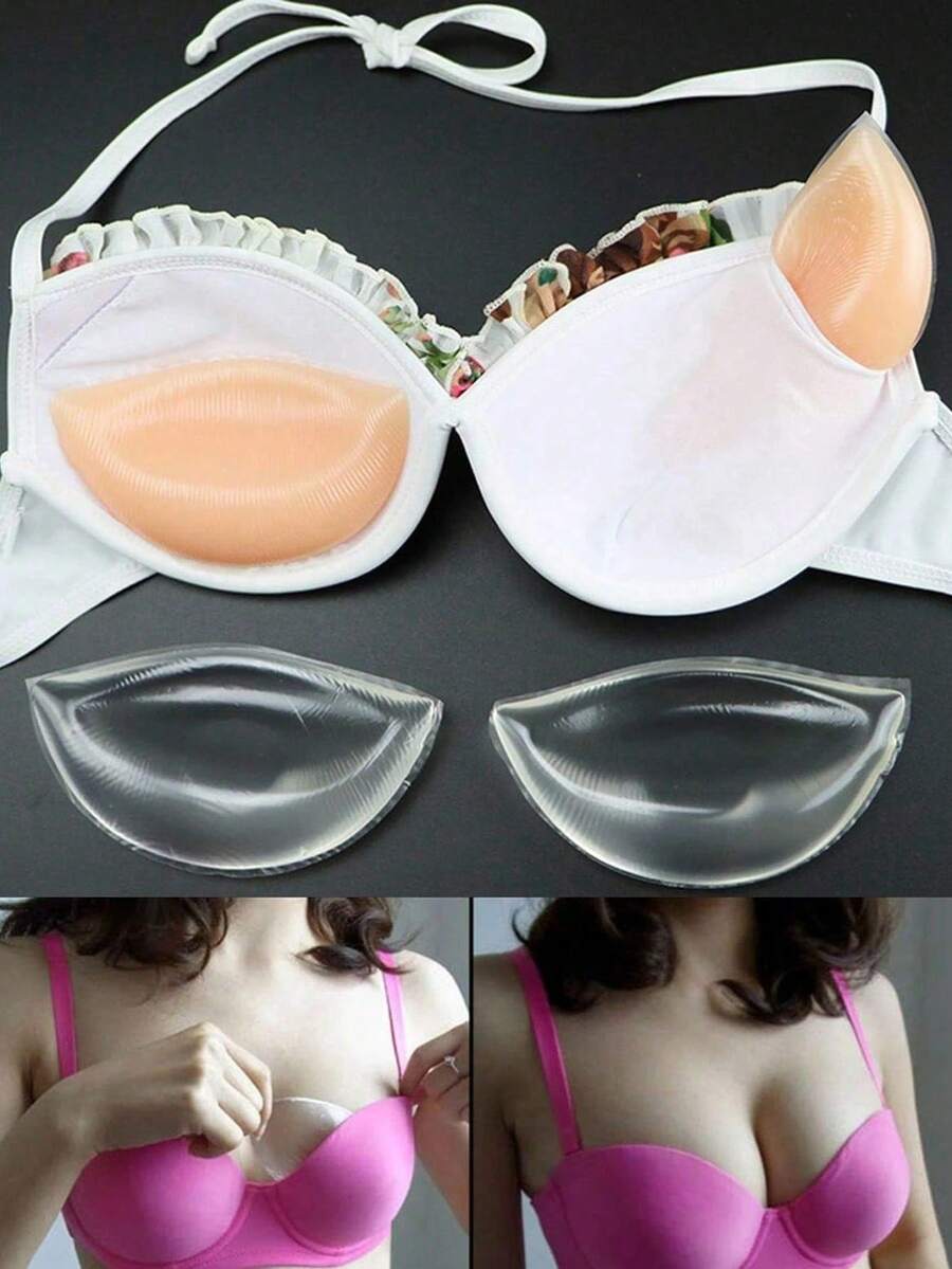 Bộ 12 miếng độn ngực silicon hình sừng bò dành cho nữ, mềm mại và thoải mái, có thể giặt được, kèm theo miếng che đầu ngực dùng một lần, thích hợp cho đồ lót bikini. - Nhiều màu - Xem 1