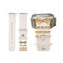 4pcs Zinc Alloy Pendant, Sparkling Rhinestone Bow & Crystal Ring Decorations, Luxury Shiny Watch Accessory Set, Suitable For Women To Make Your Watch More Charming And Brilliant (Watch Band Not Included) - Mouldless - View 6