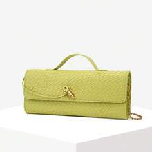 Túi xách nữ cổ điển tối giản, chất liệu lông cừu Angora dệt họa tiết, màu đỏ, kiểu dáng retro, khóa gập, dung tích lớn, phù hợp cho các dịp trang trọng, sử dụng hàng ngày, dự tiệc. Lý tưởng để phối cùng váy dạ hội, váy dự tiệc và chân váy đính sequin cho các buổi tiệc, đám cưới, dạ hội. - màu xanh lá - Xem 2
