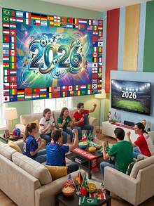 1件装-2026世界杯挂毯，国际足球队旗帜墙饰，足球比赛主题背景横幅，适用于世界杯观赛派对、体育酒吧、客厅装饰 - A - 查看 12