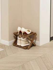 Foldable Shoe Rack, No Installation Required, Multi-Tier Storage, Home/Dorm Narrow Small Shoe Organizer - Brown - View 4