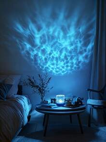 RGB Round Water Wave Projection Lamp, Remote Control USB Rechargeable Dynamic Wave Table Lamp, Bedroom Home Decor Romantic Atmosphere Light - Water ripple - View 4