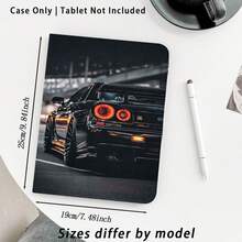 1个翻盖式平板电脑保护套，带笔槽，兼容三星A9/A9+/S9/S9FE/A11/A11+/S11/S10 FE/S10 FE+/S10 Lite，也兼容苹果A16 2025、Air 11/13、M3 2025、Mini 7 A17、Pro 2024、荣耀、Matepad SE 11等热门机型，黑色赛车图案，自动休眠/唤醒功能，适合作为返校、情人节、节日礼物。 - 彩色 - 查看 3