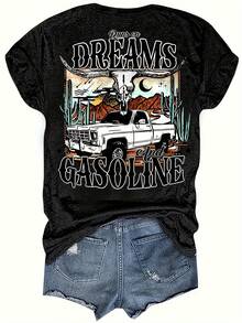 Women's T-Shirt For Spring And Summer - الأسود - مشاهدة 2