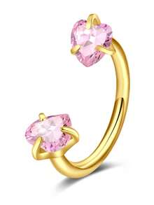 AVYRING 1Pc Stainless Steel Nose Ring With Heart & Very Shiny Cubic Zirconia – Available In Gold & Silver, Perfect For Daily, Party & Vacation – Women's Body Jewelry Accessory, Gift For Friend (1mm Post Thickness) - Multicolor - View 5
