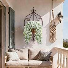 1/4 Pcs Outdoor Artificial Flowers Hanging Eucalyptus Plants Silk Morning Glory Vines UV Resistant Greenery Anniversary Graduation Wedding Party Home Office Porch Garden Yard Wall Spring Summer Decor - White-eucalyptus Morning Glory - View 9
