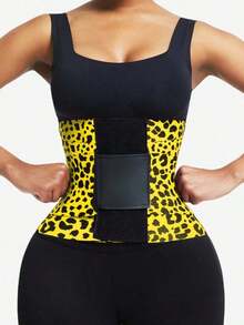 1pc Women's Pink Leopard Print Waist Cincher, Abdominal Slimming Elastic Waist Belt, Suitable For Fitness, Daily Wear, Sports - Đen trắng - Xem 3