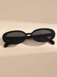 1 Paar retro ovale modische Brillen, stilvoller Accessoire elegante Brille, geeignet für Reisen, Strand, Familienausflüge, Wandern, Partys, Feiertage, Geburtstagsgeschenke und andere Anlässe - Schwarz - Übersicht 3