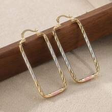New Classic Fashion Gold Circle Hoop Earrings, Minimalist Round Pendant Earrings, Ideal Wedding Accessory Gift For Women - Gold - View 1