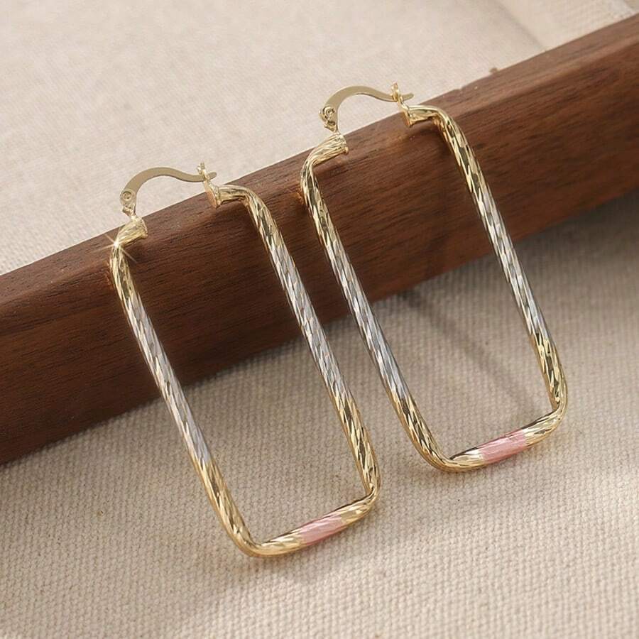 New Classic Fashion Gold Circle Hoop Earrings, Minimalist Round Pendant Earrings, Ideal Wedding Accessory Gift For Women - Gold - View 1