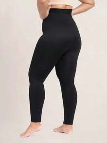 Mallas moldeadoras de cintura alta para mujer, ropa moldeadora de Control de adelgazamiento corporal, pantalones antideslizantes de silicona, entrenador de cintura - Negro - Ver 3