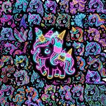 50pcs New Neon Unicorn Sticker Set, Creative Cute Rainbow Horse Decorative Materials, Waterproof Graffiti Stickers - 50 Neon Unicorn Stickers - View 1