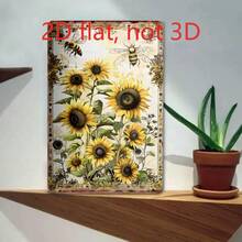 Vintage Sunflower & Bees Printed 2D Flat Aluminum Tin Painting, 20cm*30cm Retro Decorative Wall Art Sign For Home Decoration - 447 - 查看 4