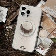 Funda magnética de 2 capas GUCADI, Puntos blancos de coco + Huevo de coco, Soporte magnético compatible con iPhone 16/17, Aplicable a 15 Pro Max, 12/13, Estilo de vacaciones de verano, Lindo, Personalizado, Original, Dulce, Geométrico, Fresco, Nicho, Estilo Ins - Blanco - Ver 2