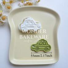 Khuôn cắt bánh quy hình phương tiện giao thông bằng nhựa, hình xe hơi 3D hoạt hình, có thể ấn để tạo hình bánh quy, dụng cụ làm bánh ngọt trong nhà bếp. - trắng - Xem 14