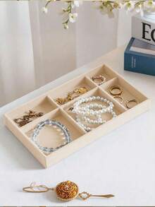 9-In-1 Velvet Jewelry Tray, Stackable Jewelry Box, Multi-Functional Organizer Tray, Cosmetic Storage Tray With Separate Compartments, Jewelry Display Stand For Earrings, Necklaces, Bracelets, Rings, Hair Clips, Ideal Gift For Valentine's Day - Beige - View 4