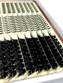 120D Extra Long Spiky Cluster Lower False Eyelashes, 6-18mm Length, D/DD Curl, 280pcs/Set, Fluffy DIY Lash Extensions, Cartoon Style, Mink Fur Material, Suitable For Various Makeup Looks - D+ - 查看 6