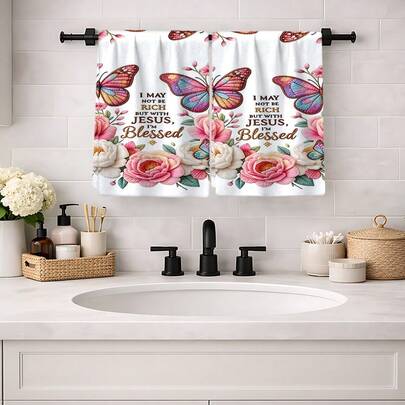 1/2/4/6 Stücke Muttertags Blumen & Schmetterling Bedruckte Geschirrtücher - 40x60 cm, Bunte gemusterte super weiche Küchentücher, moderner Stil, maschinenwaschbar, für saisonale Dekoration, können als Servietten, Tischsets, Einweihungsgeschenke verwendet werden, geeignet für Küche, Bad, Outdoor-Aktivitäten, Partys, Nachmittagstee-Dekoration, Haushaltswaren