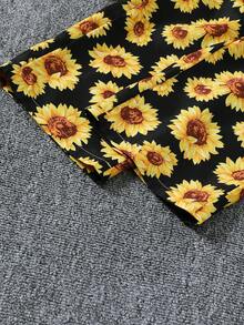 2pcs/Set Girls' Fashion Sunflower Print Bow Decor Camisole And Pants Set, Suitable For Casual Outings And Outdoor Wear - Ginger - View 6