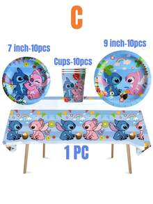 Summer Stitch Theme Popular Blue Party Set, Paper Product Combination Tableware, Including Plates, Cups, Napkins, Etc., Party Small Gifts, Party Decoration And Arrangement, Outdoor Party Tableware, Non-Disposable Plastic Material Products - Multicolor - View 12