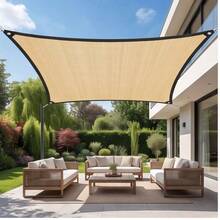 Rectangular Multi-Size Sunshade Net, HDPE UV-Resistant Durable Beige Edged Perforated Privacy Shade Net, Suitable For Garden, Balcony, Carport, Camping Equipment - Multicolor - View 2