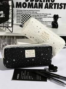 1pc Star Pattern Large Capacity Pencil Case, High Aesthetic Pencil Box, Minimalist Cute Portable Student Stationery Bag, Suitable For Student Daily Learning And Office Stationery Storage,Back To School - Pencil Case - View 1