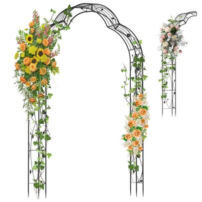 COSTWAY Garden Arch Arbor Trellis, 2 Half Arches, 248 Cm Tall Metal Arbour Archway For Climbing Plants Roses Vines, Patio Trellis Pergola For Wedding Party Ceremony Decor, Patio Plant Stand Rack Archway