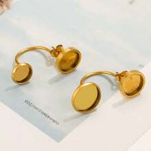 10 chiếc chốt khuyên tai tròn mạ vàng 18K bằng thép không gỉ 304, khung hình chữ U cong dùng để gắn đá cabochon, phụ kiện tự làm khuyên tai bằng nhựa ảnh, không gây dị ứng và chống oxy hóa. - người giữ bông tai - Xem 4