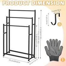 47.6 Inch Tall Free Standing Towel Racks 3 Tier Pool Towel Rack Outdoor Oversized Floor Bath Towel Drying Valet Holder Blanket Quilt Rack Stand For Bathroom Bedroom Beach Hot Tub Gym Pool Area Outside - 黑色 - 查看 2